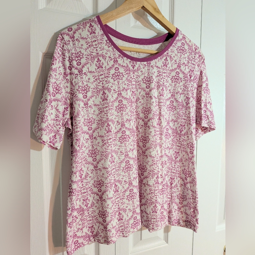 Carroll Reed Pink Floral Short Sleeve Tee, Size LP